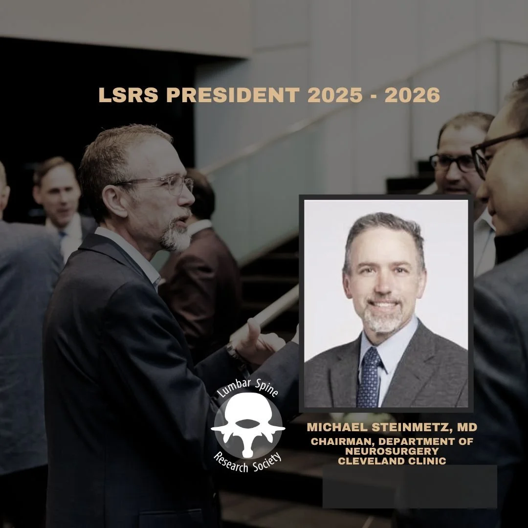 Dr. Steinmetz is the 11th President of the LSRS. He took the helm at the 18th Annual Meeting May 9, 2025 in Chicago. Dr. Steinmetz is currently the William P. and Amanda C. Madar Professor and Chairman of the Department of Neurosurgery Lerner College