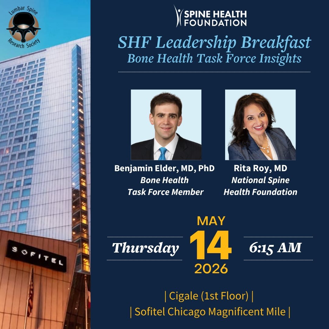 Join colleagues attending the LSRS Annual Meeting next week in Chicago for a Spine Health Foundation Leadership Breakfast focused on advancing bone health awareness, innovation, and patient outcomes. DM for details and sign up link!