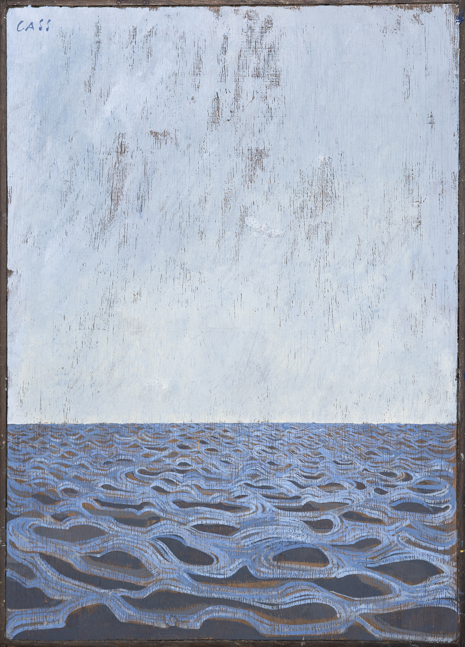 Atlantique I 2017 23 x 33 cm · Gouache on wooden artist's box (lid) · Sold