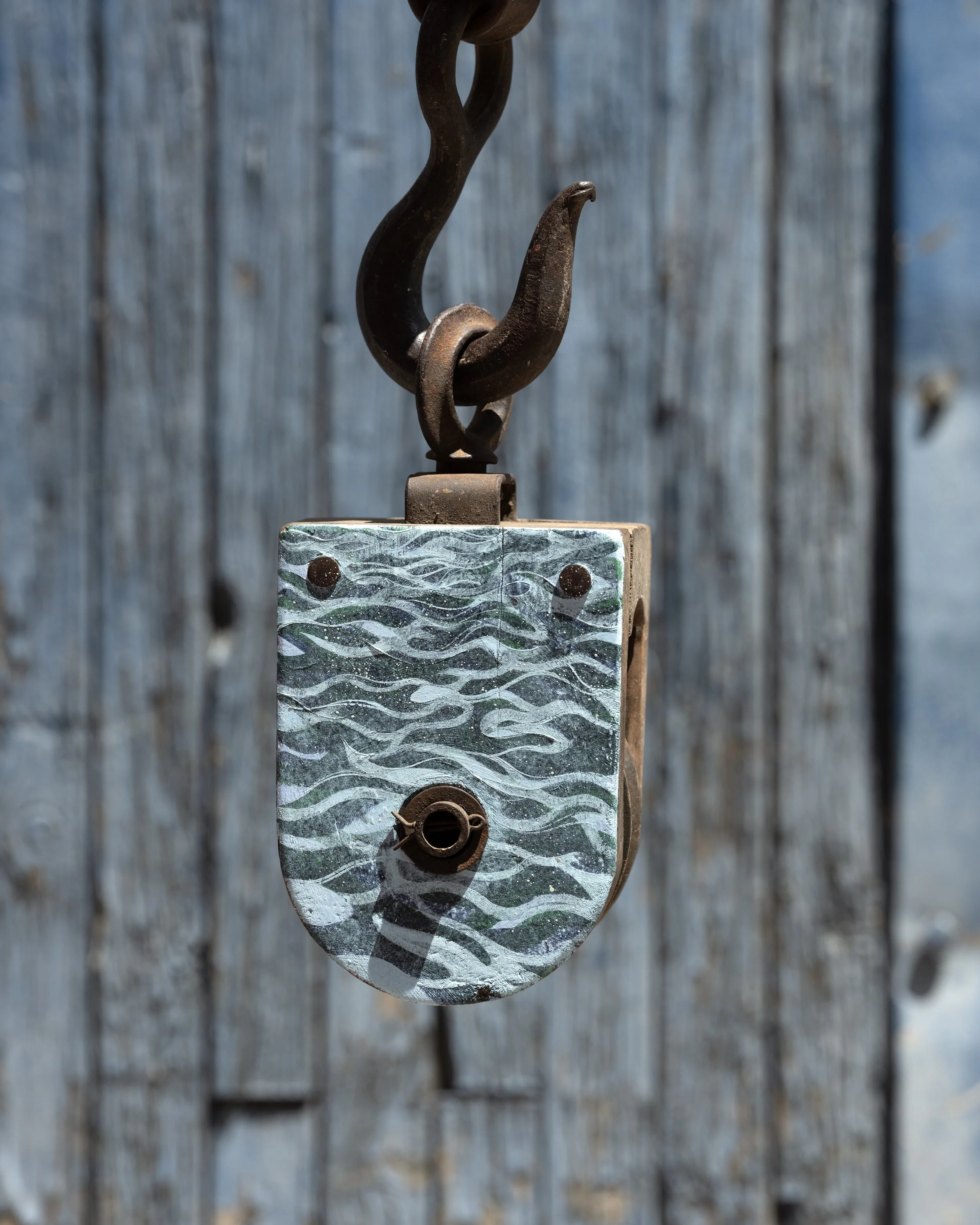 Pulley, Rockport - 23 x 11.5 x 8cm, oil on marine pulley, 2023-2024, 2.jpg