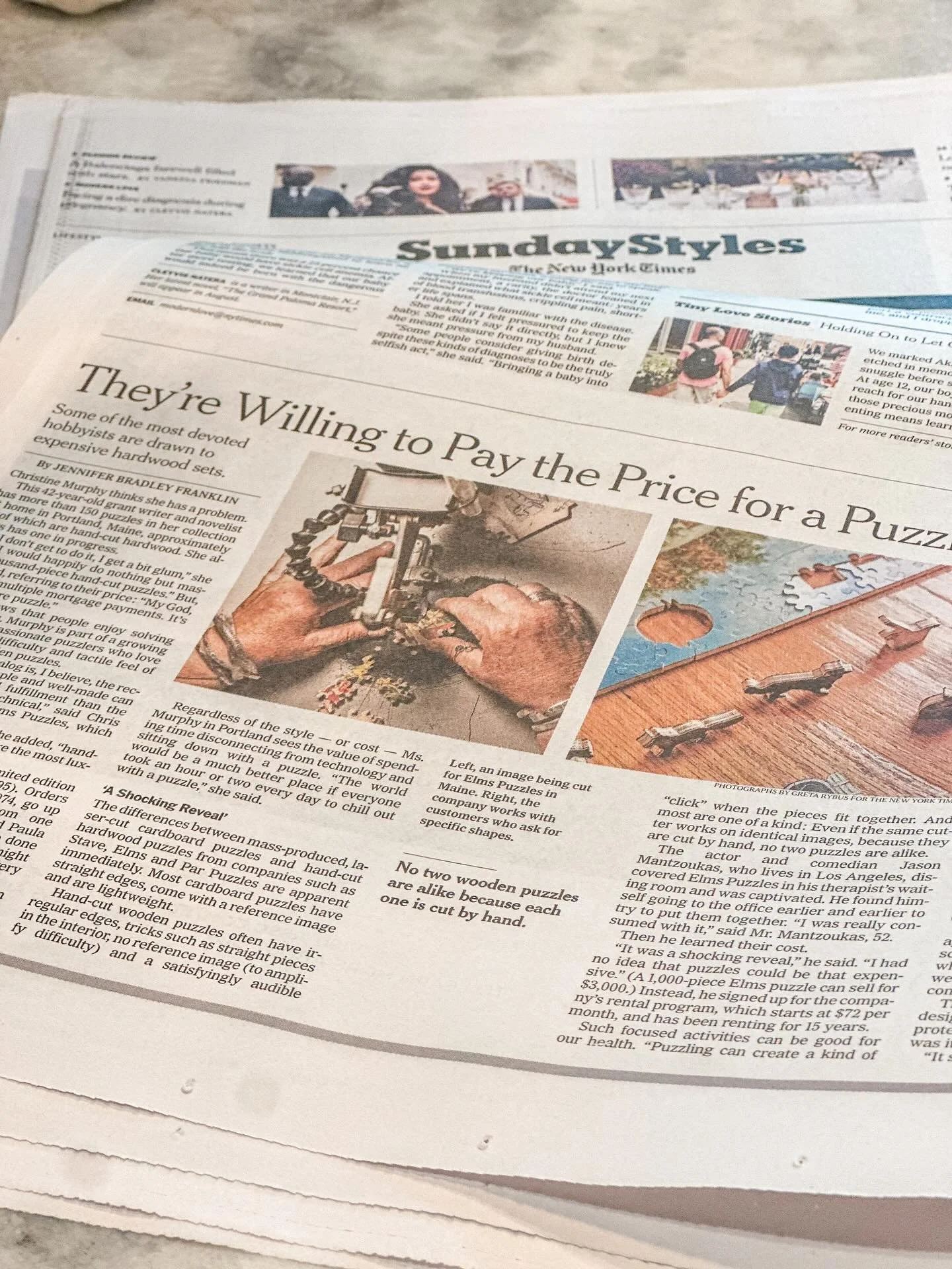 Would you pay almost $9,000 for a &ldquo;couture&rdquo; puzzle? I interviewed people who would (and do!) for the New York Times Style section, out in print today. It was cool to report on how puzzles and other analog activities&nbsp;can promote menta