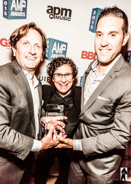 Matt Miller, AICP, Gayle Troberman, CMO iHeart Media, Steve Haener, Director Media, Experiential Marketing+Partnerships, Chevrolet - AMP Awards Hall of Fame winner.