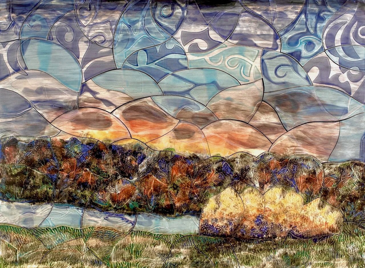 Forsythias at Sunset