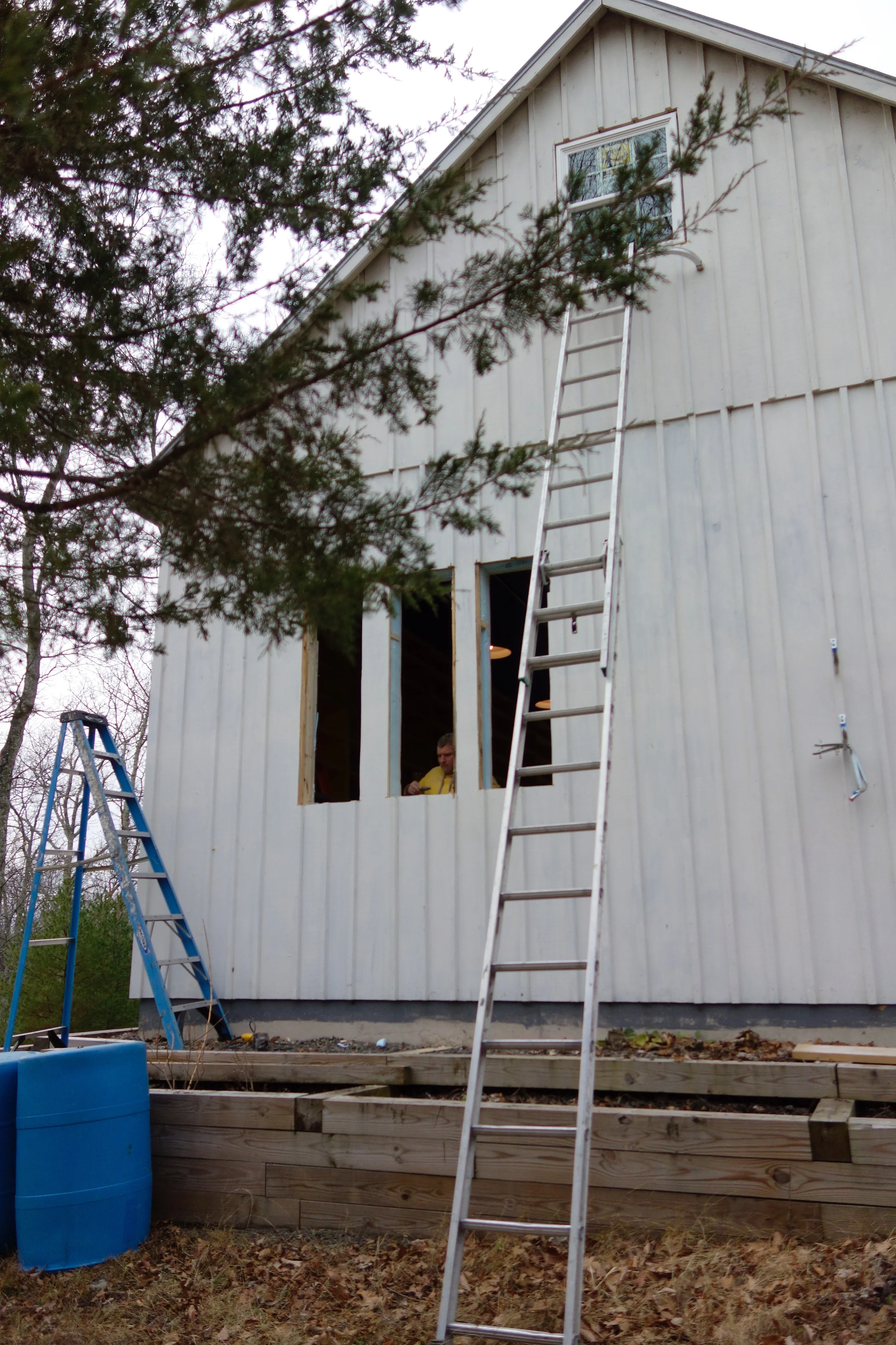Three openings cut