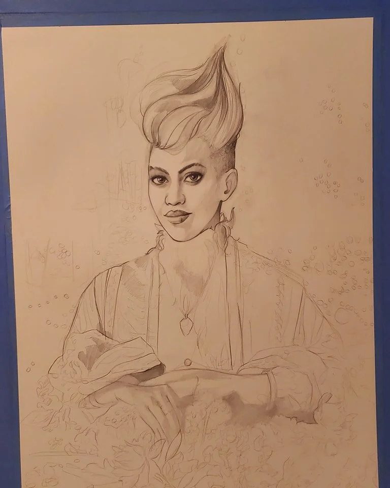 Working out this lovely lady in a preraphealite style!