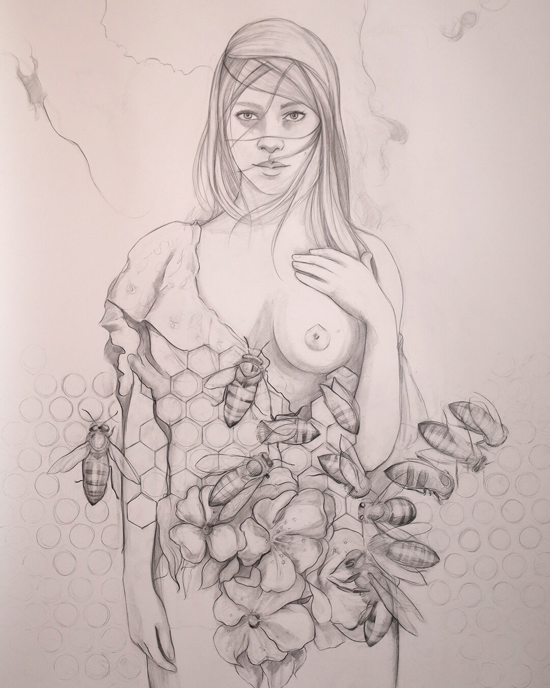 The "Milk and Honey" blonde drawing is going to sport the blues of summer skies and the rich golds of honey. Check back to see my progress!
#beehives #bees #milkandhoney #blonde #drawing #fineartamerica