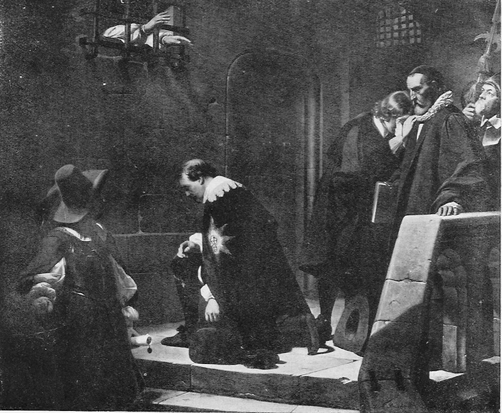 Wentworth receives final blessing from imprisoned Archbishop Laud, by Paul Delaroche, 1835 Wikimedia commons, public domain