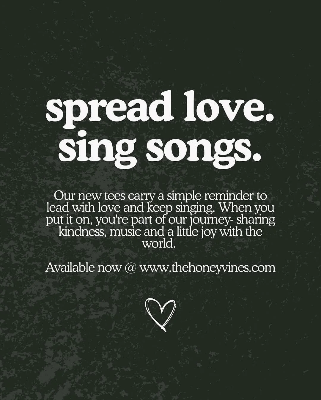 New Honey Vines threads now available 🙌🏼

Our new tees carry a simple reminder to lead with love and keep singing. When you put it on, you&rsquo;re part of our journey- sharing kindness, music and a little joy with the world 🌎🎶❤️

Shipped directl