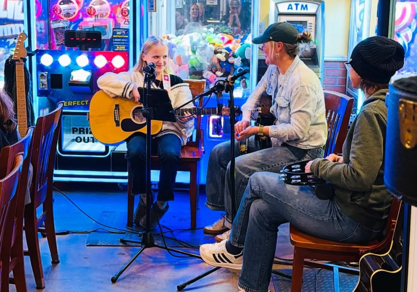We love sharing our stages with the next generation of musicians, artists, and creatives ❤️ Last night our guitar and songwriting student, Liddy, joined us and bravely shared a song she&rsquo;s been working on. Watching students step into their voice