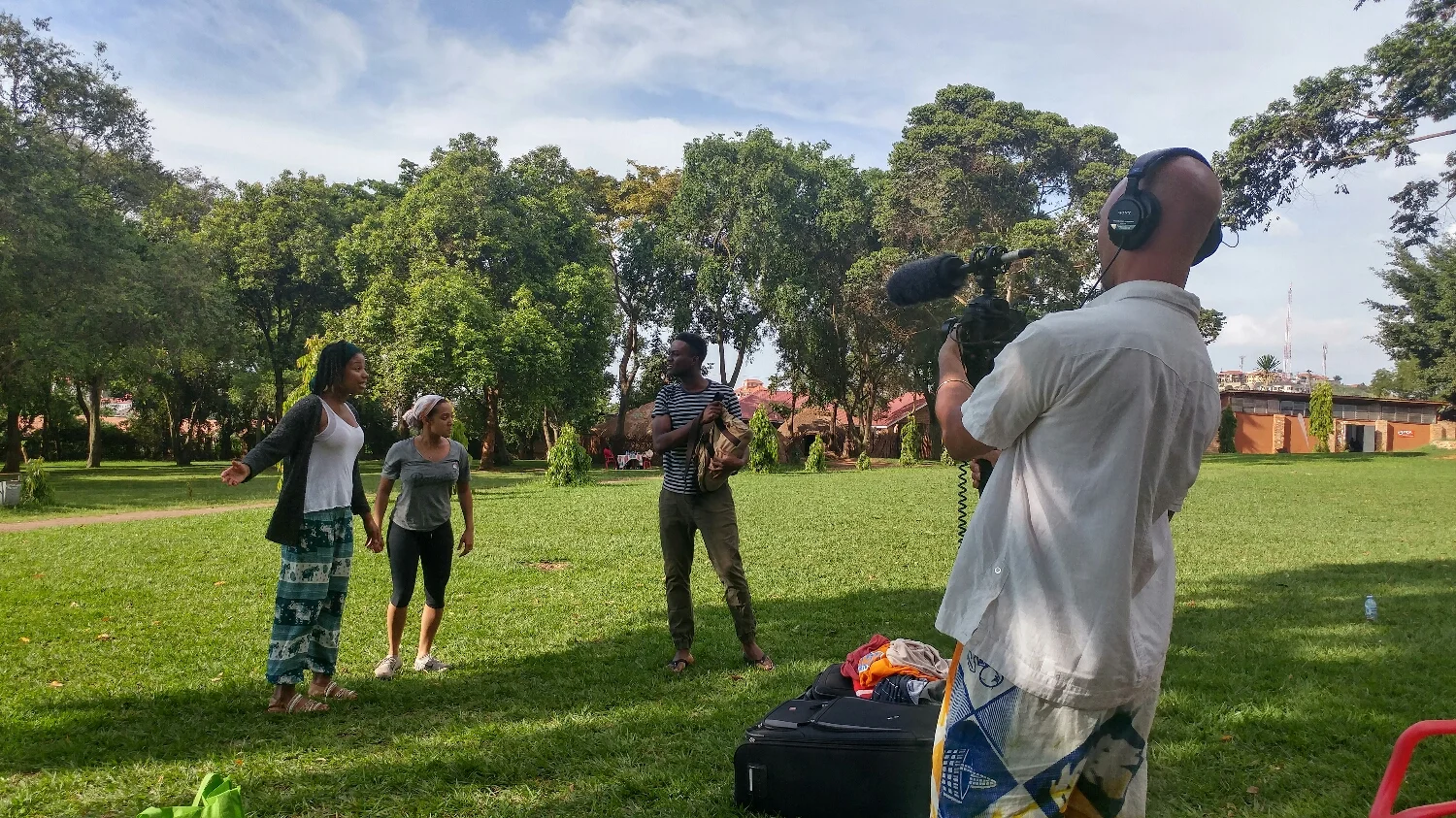 Filming an outdoor rehearsal 