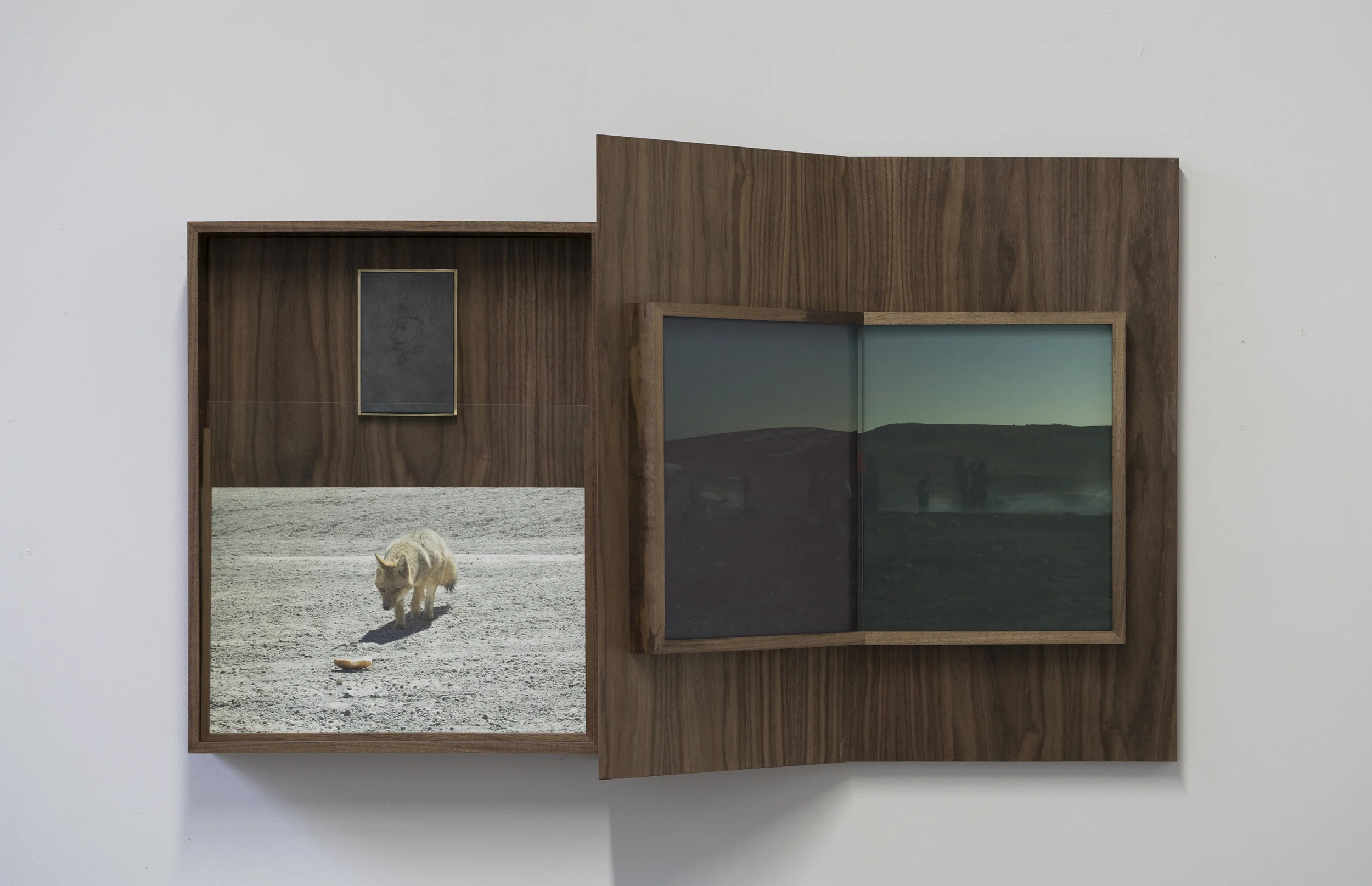 'Untitled_Day and Night' 2016 40"x30"x12" Wood, Archival pigment print mounted on aluminum, Acrylic, Brass, Solid graphite panel.