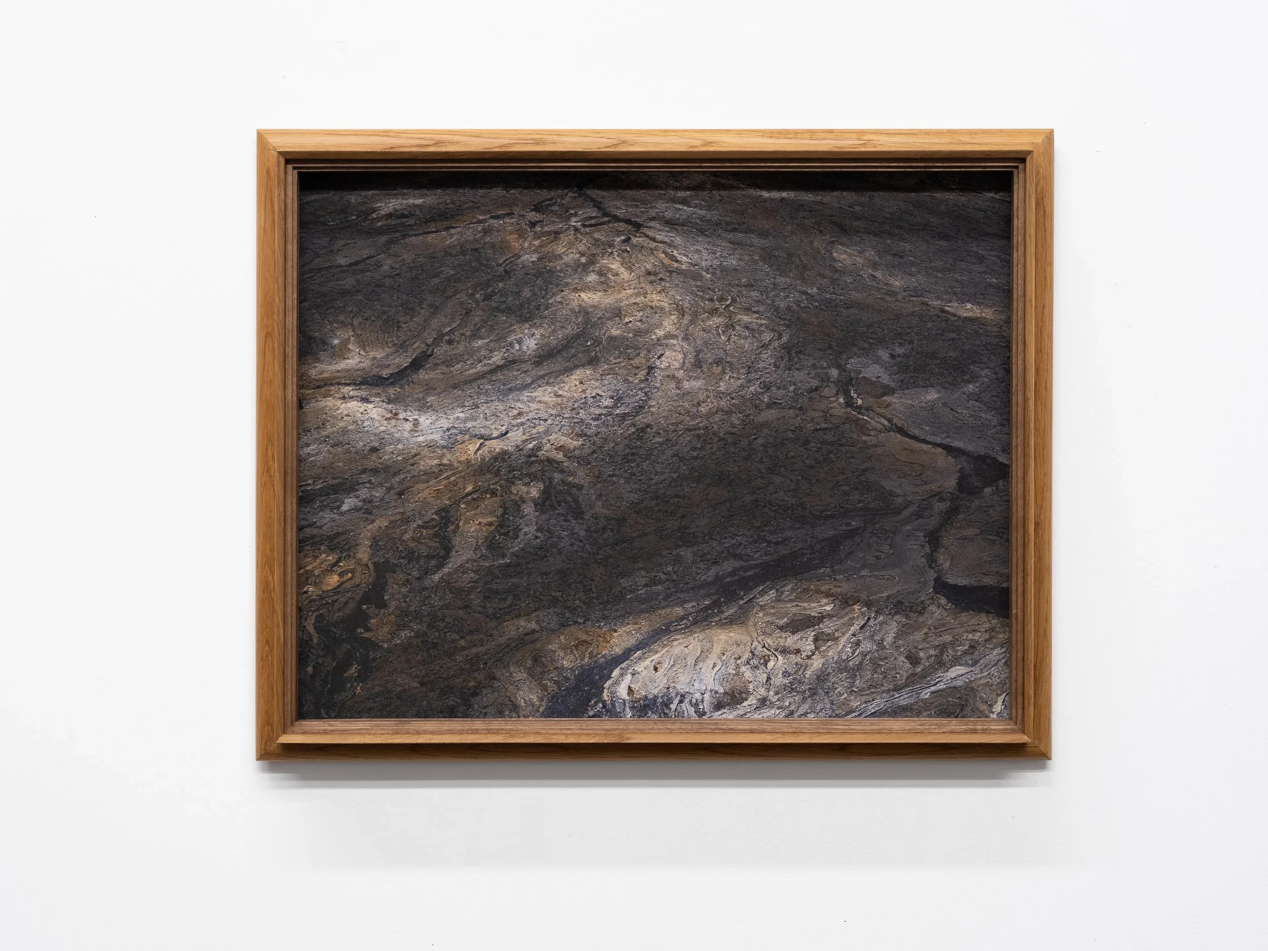 Texturized Landscape, 2024, Clear varnished pigment print mounted on Dibond, wood, acrylic, 19 x 24 x 2 3/4 inches