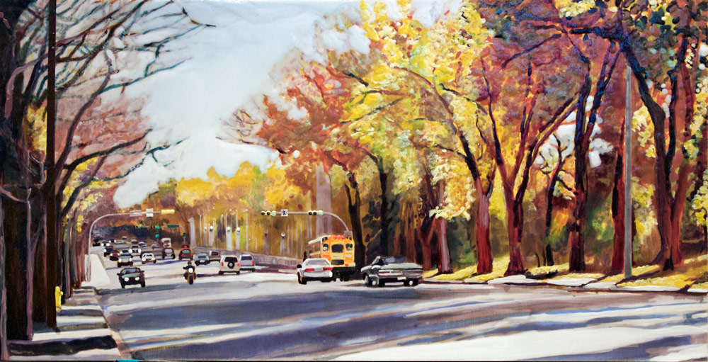 Regina in Autumn, Albert the Bridge, 10" x 20", 2015