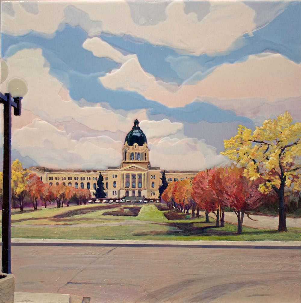 Autumn at the Legislature, 16" x 16", 2015