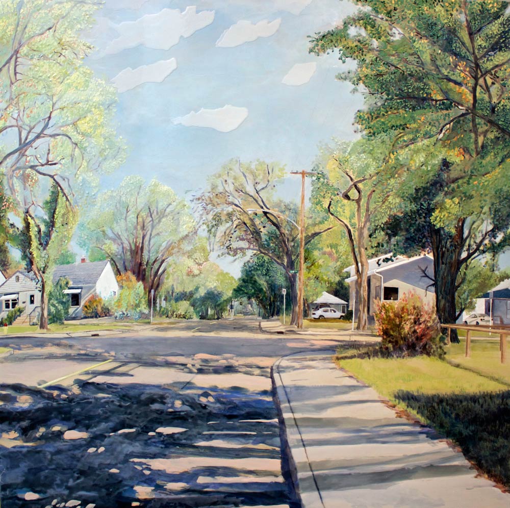Route to Campus, 40" x 40", Acrylic Panel, 2015