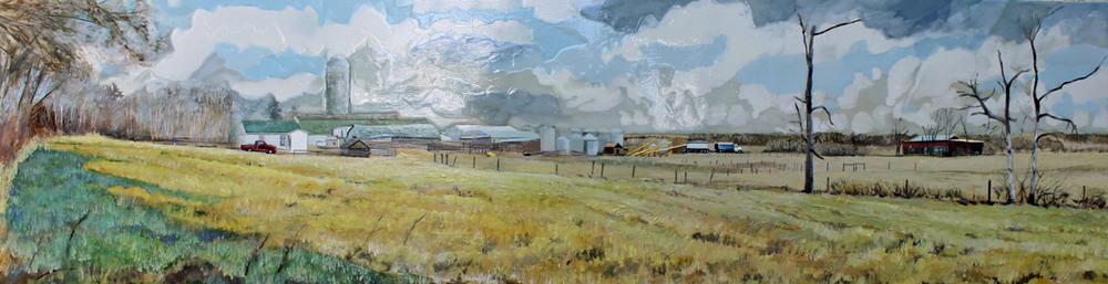 Farming on the edge of the City, 12" x 48", Acrylic Panel, 2016