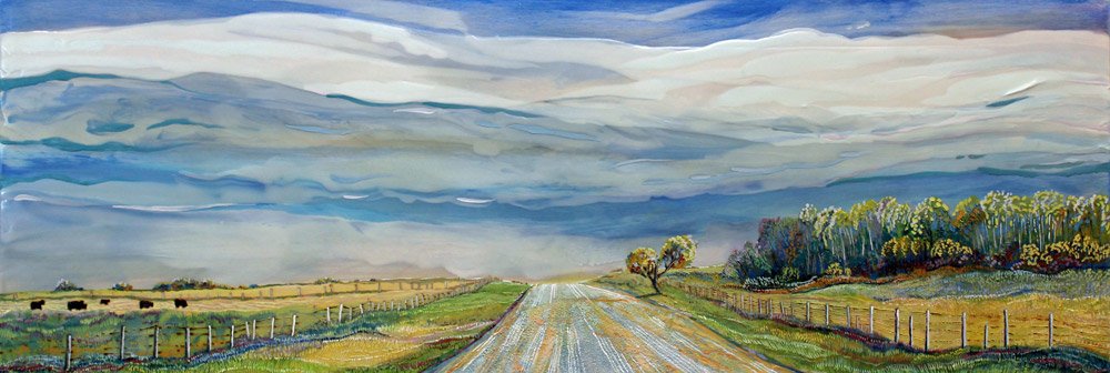 Backroads, Heading Into Fall, 12" x 36", 2022