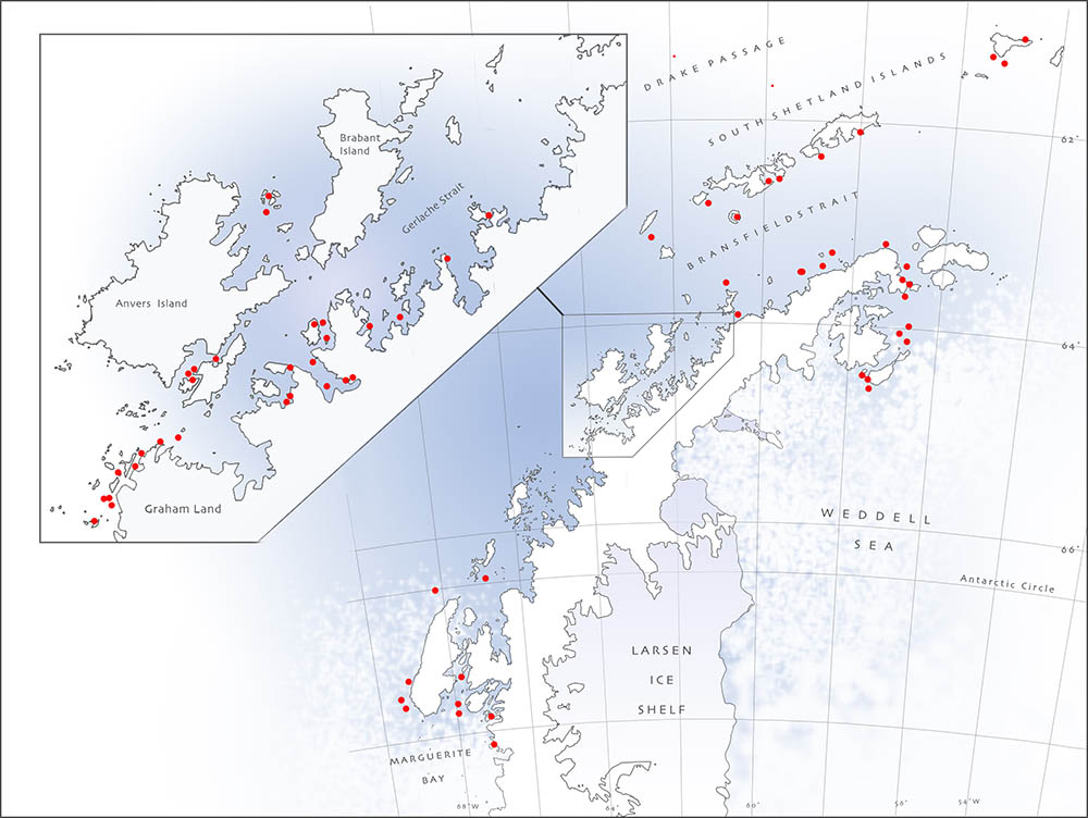 Antarctic Painting locations by David McEown