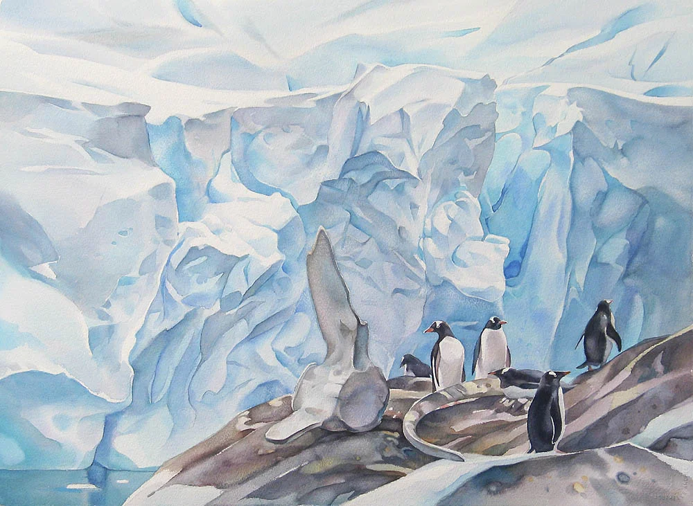 Pegnuins and ice