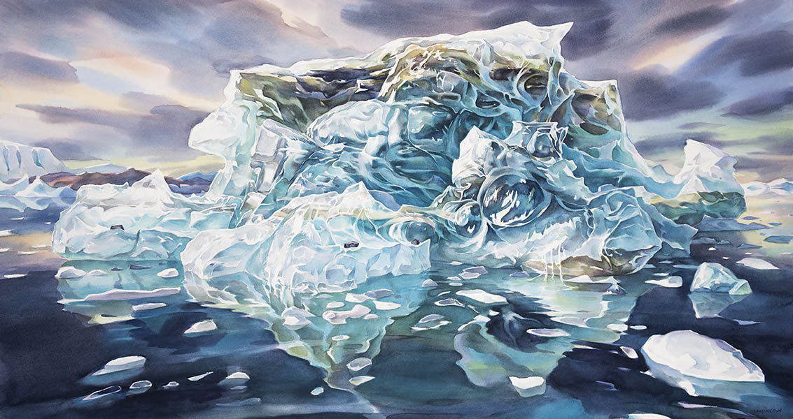 Ancient Ice #2, 28 x54inches , watercolor