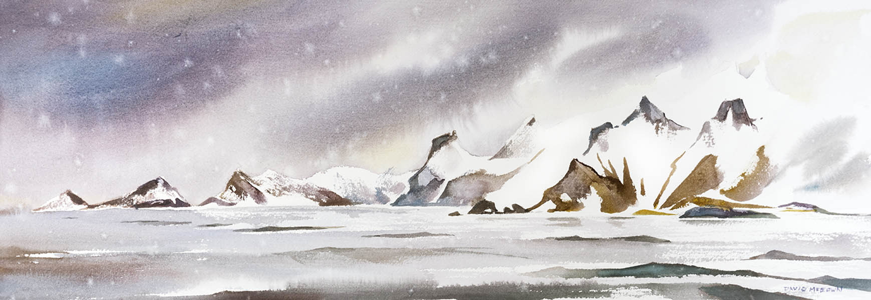 King Hakkon Bay, 12 x22 inches , watercolor.