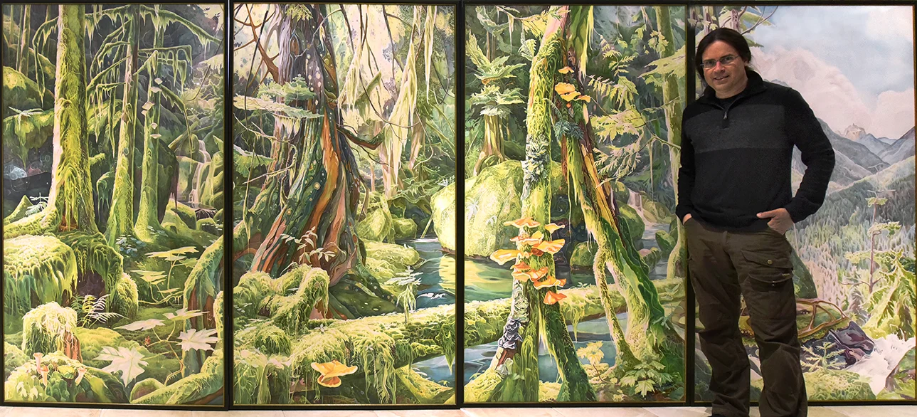 "Forest Primeval” Clayoquot River Valley (mural) 72 x 180 inches watercolour on paper. (sold)