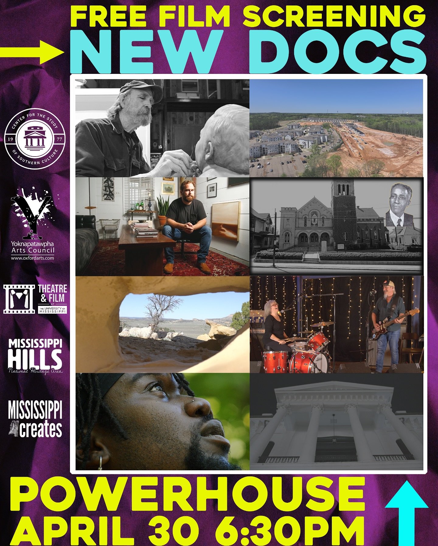 Please join us at the Powerhouse in Oxford, MS on Wednesday, April 30 for New Docs: An evening of student produced documentary films. All films were produced by currently enrolled students at @southernstudies and @theatrefilmatum. The program include