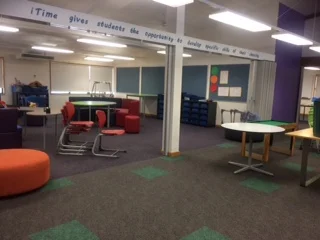 The layout f Ben's 5/6 classroom at Richardson Primary School awaits the input of his students.