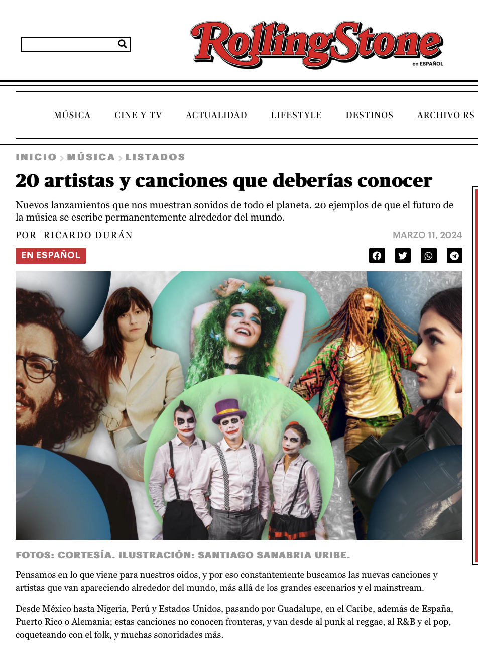 Rolling Stone Magazine:m"Luna Azul"- pick of the week