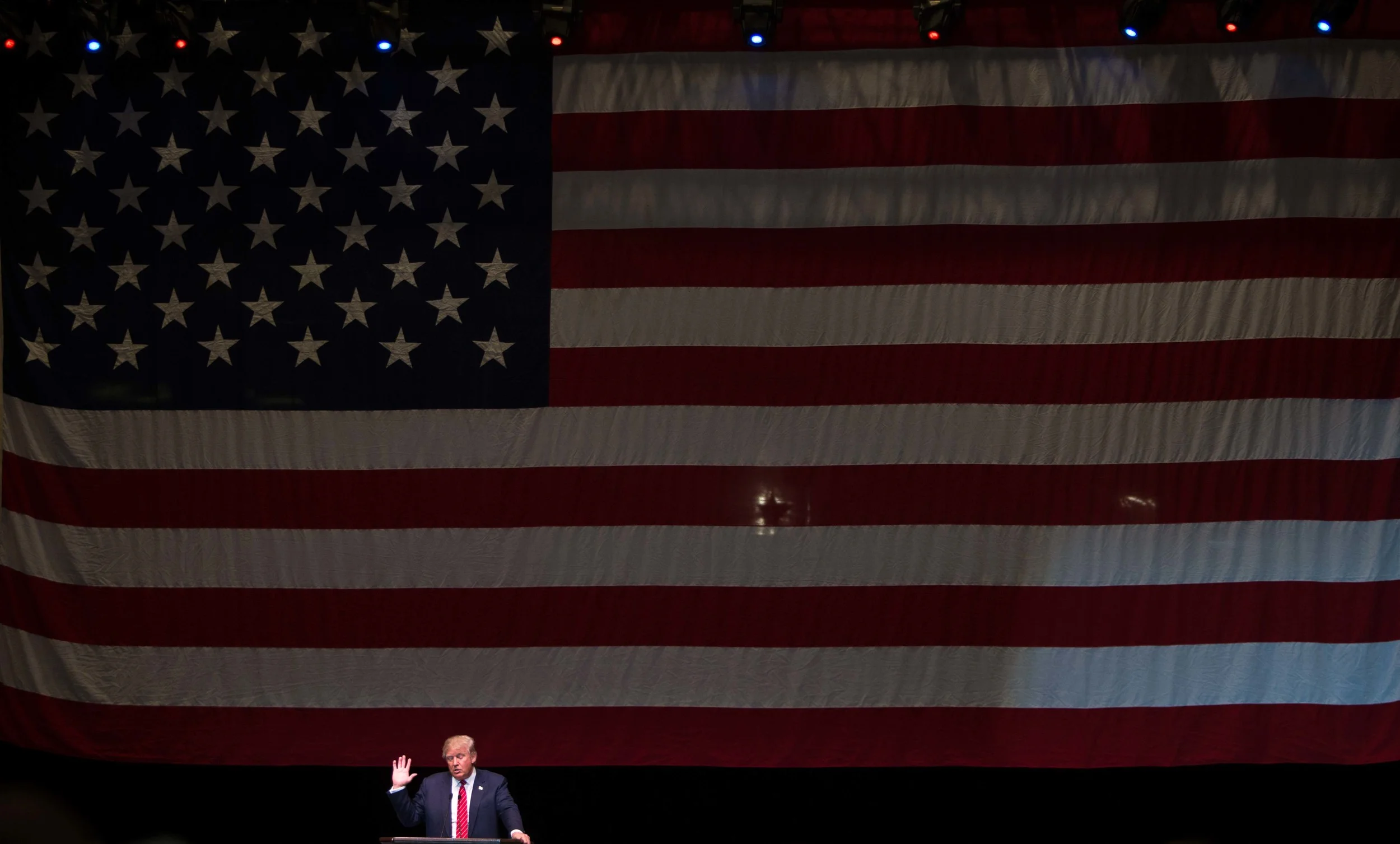Republican presidential candidate Donald Trump speaks during a campaign rally at the Macon Centreplex, Monday, Nov. 30, 2015, in Macon, Ga. (AP Photo/Branden Camp)