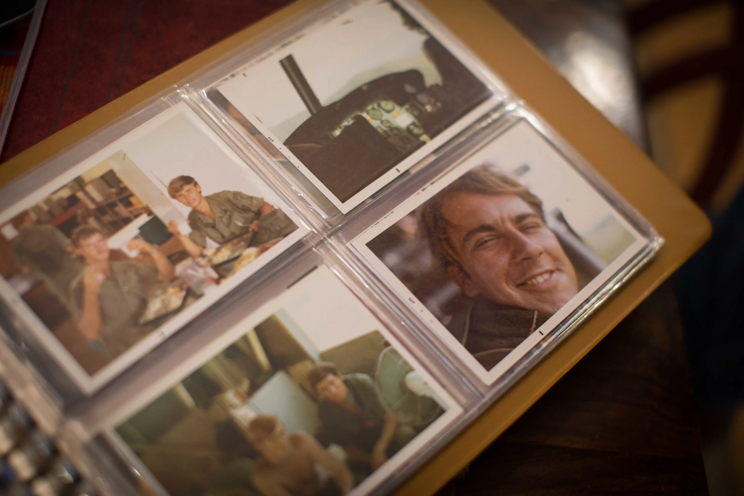 Nov. 11, 2015 - Powder Springs, Ga, U.S - A photo of Vietnam War Army veteran DAVID THOMAS, bottom right, is displayed in a photo album along with other photos that were taken in Vietnam. Thomas deployed to Vietnam from 1970-71. (Credit Image: © Branden Camp via ZUMA Wire)