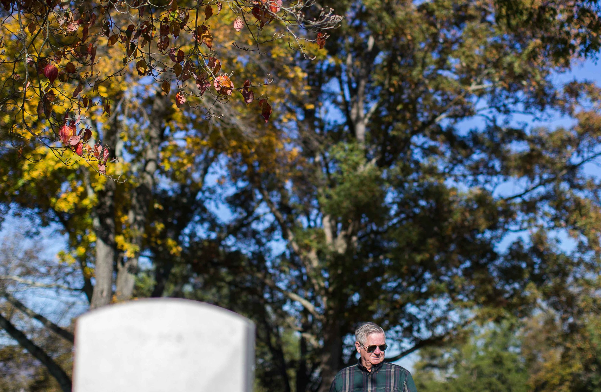 Nov. 11, 2015 - Marietta, Ga, U.S - JACK PORTER, 74, visits the grave of his brother who was killed in action while serving in Vietnam. (Credit Image: © Branden Camp via ZUMA Wire)