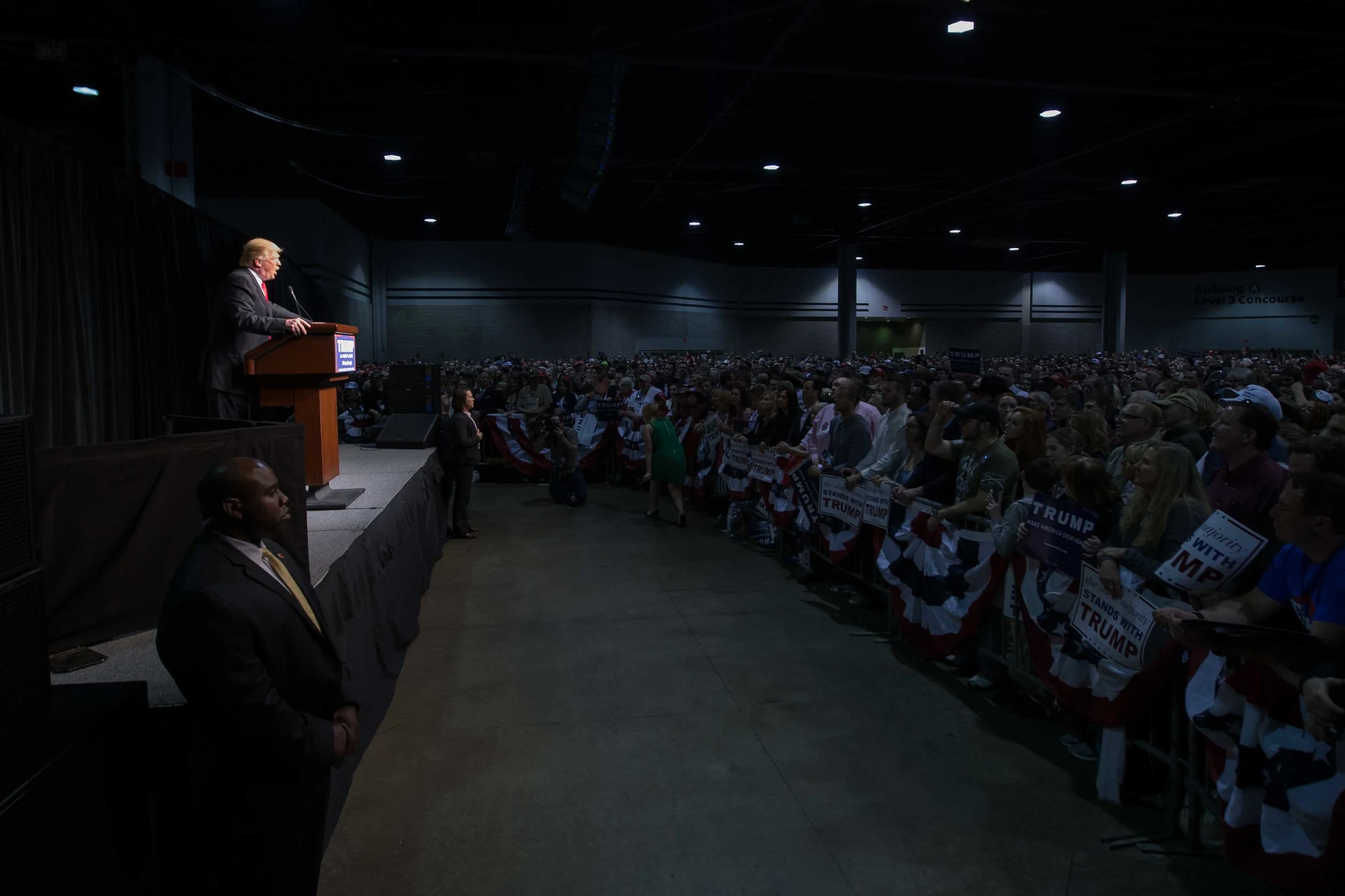 Republican presidential candidate Donald Trump speaks during a campaign rally at the Georgia World Congress Center, February 21, 2016 in Atlanta, Georgia. Trump won the South Carolina Republican primary over nearest rivals Sen. Marco Rubio (R-FL) and Sen. Ted Cruz (R-TX). Branden Camp/Getty Images