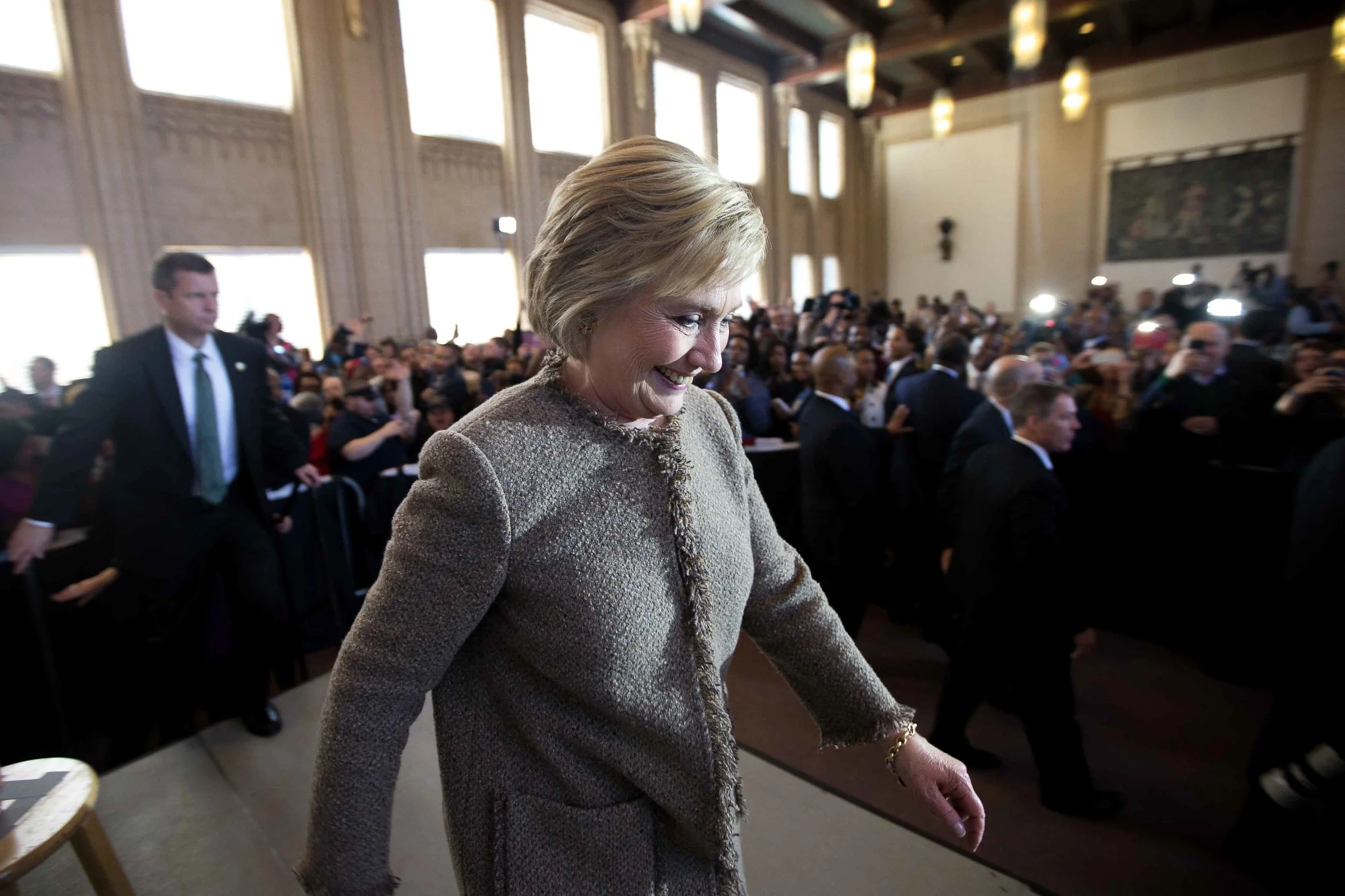 Democratic 2016 US presidential candidate Hillary Clinton after speaking to supporters during a campaign stop at Atlanta City Hall in Atlanta, Georgia, USA, 26, February, 2016. Branden Camp/European Pressphoto Agency