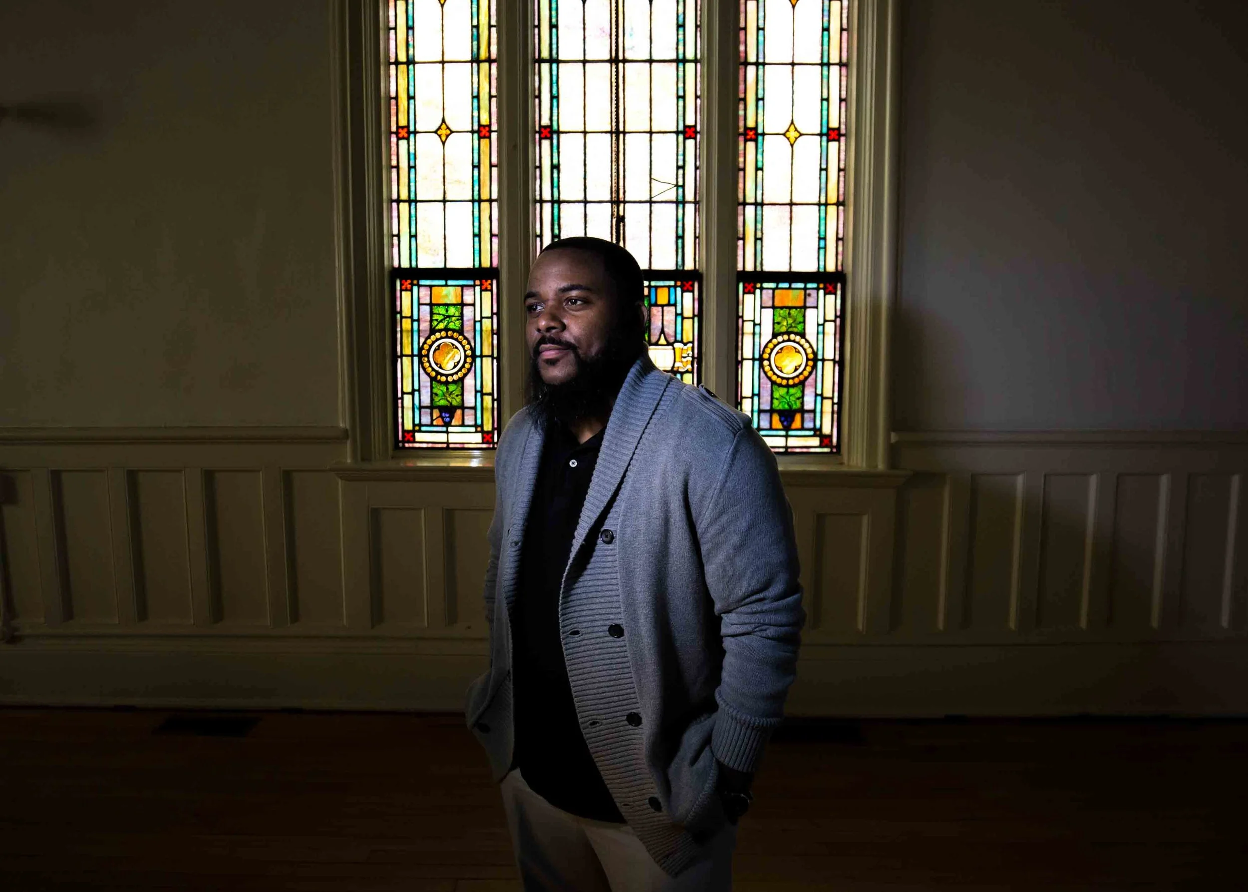 Billy Honor, pastor of Pulse Church, poses for a portrait following a worship service at his church, Sunday, Nov. 13, 2016, in Atlanta. Branden Camp / for NBC News