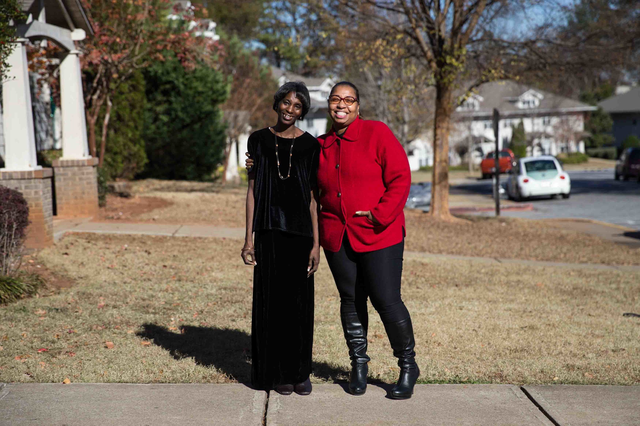 Cherry Glover (left), who has a developmental disability, and AADD caseworker Dionne Walker have worked together for several years now. Besides helping Glover with “life skills training” and tracking her progress, Walker assisted Glover in compiling her family’s wish list for the Adopt-a-Family program. Branden Camp for The Atlanta Journal-Constitution