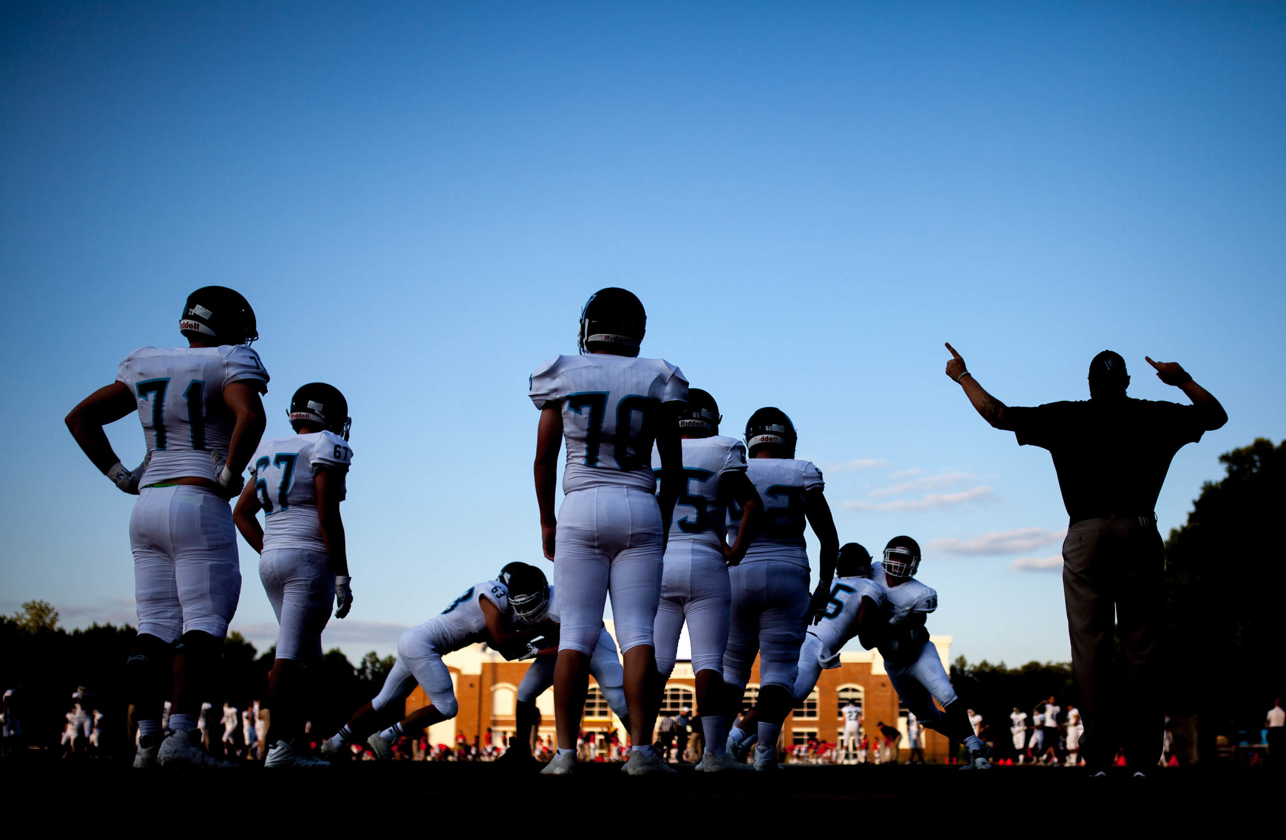 Valor Christian football players of Colorado warm up before a high school football game against Greater Atlanta Christian School, Friday, Sept. 8, 2017, in Norcross, Ga. Branden Camp for The AJC