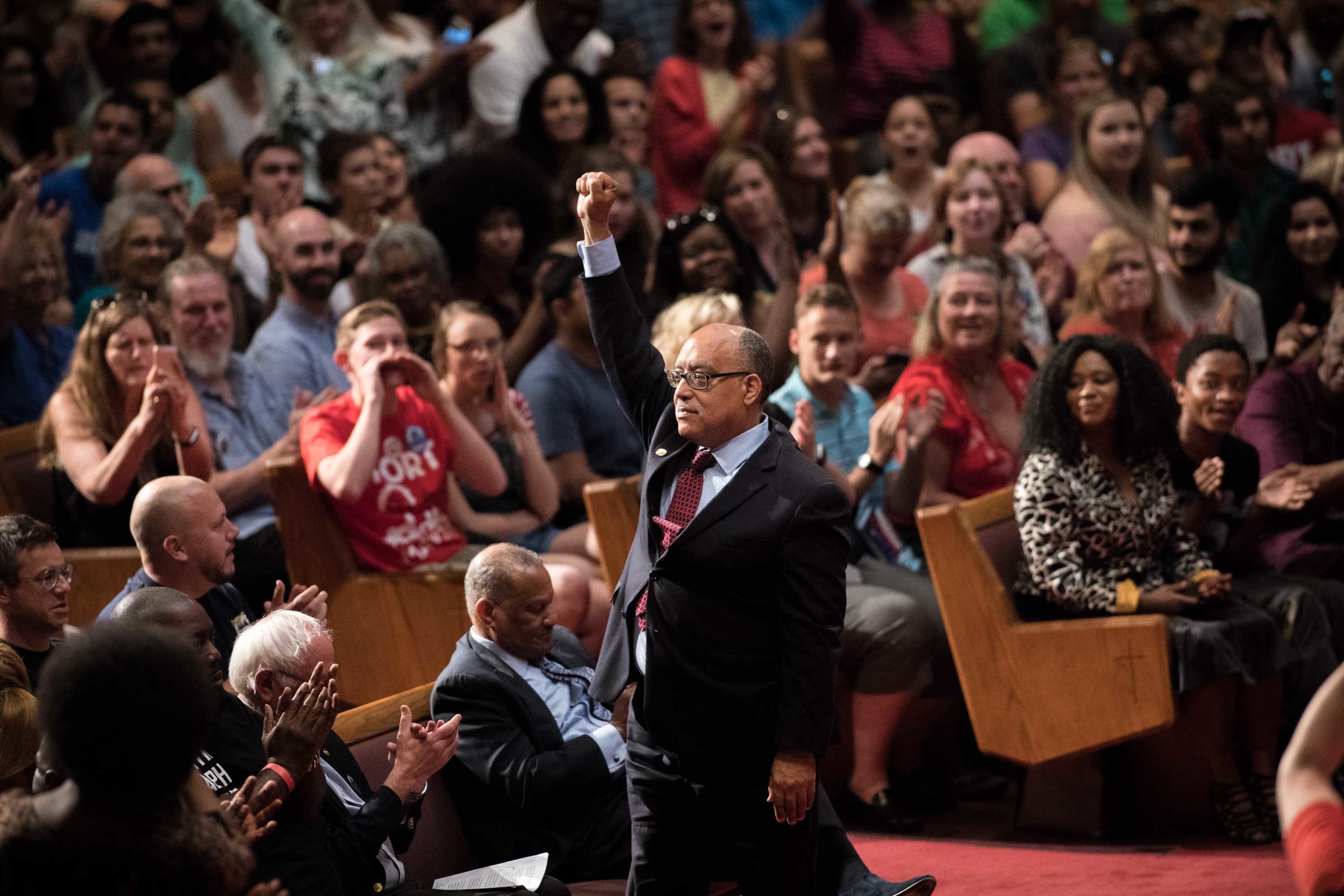 Atlanta mayoral candidate Vincent Fort gestures to several thousand supporters during a campaign rally at Saint Phillip AME Church in Atlanta. Branden Camp for AJC