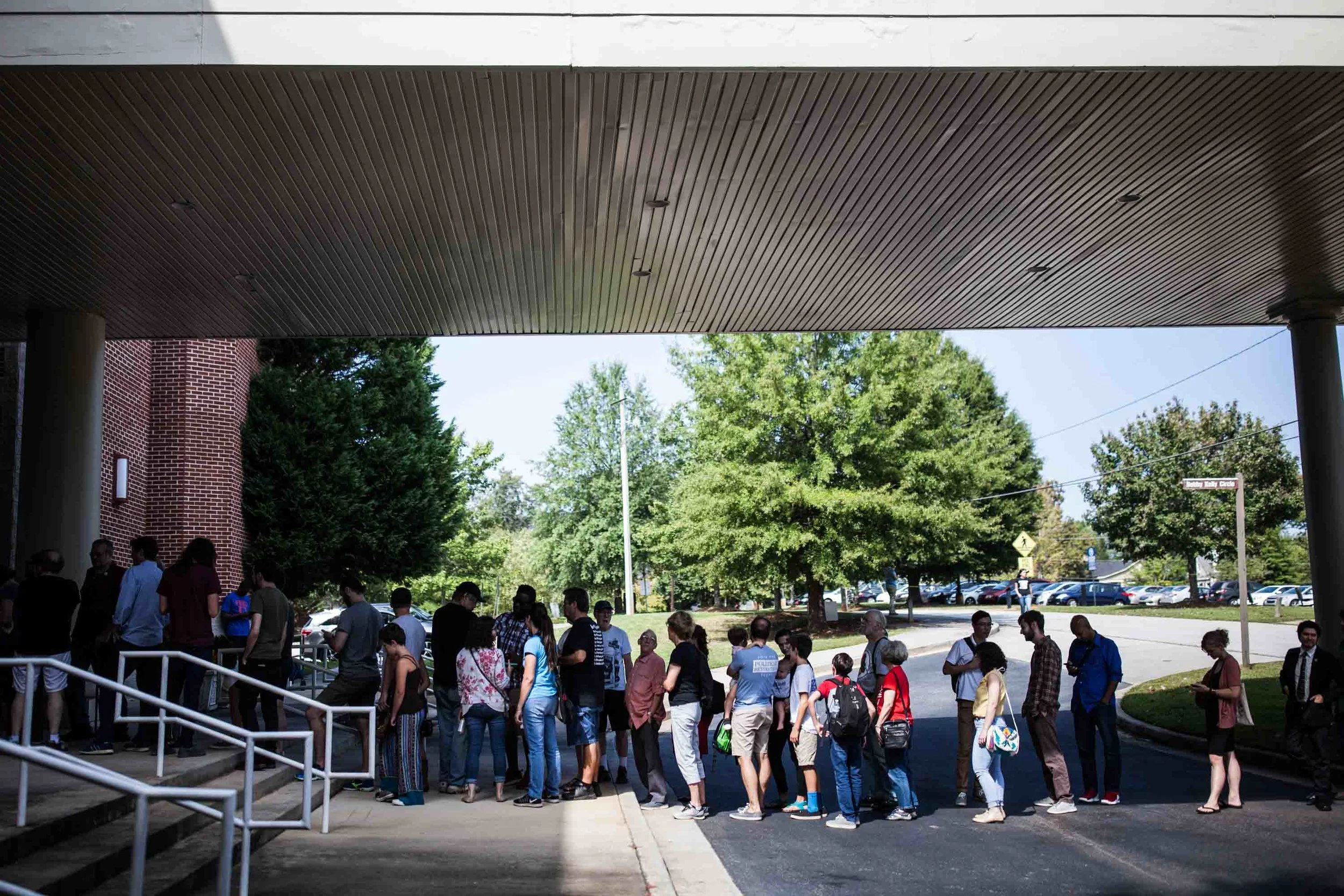 Supporters of Atlanta mayoral candidate line up before a rally. Branden Camp for AJC