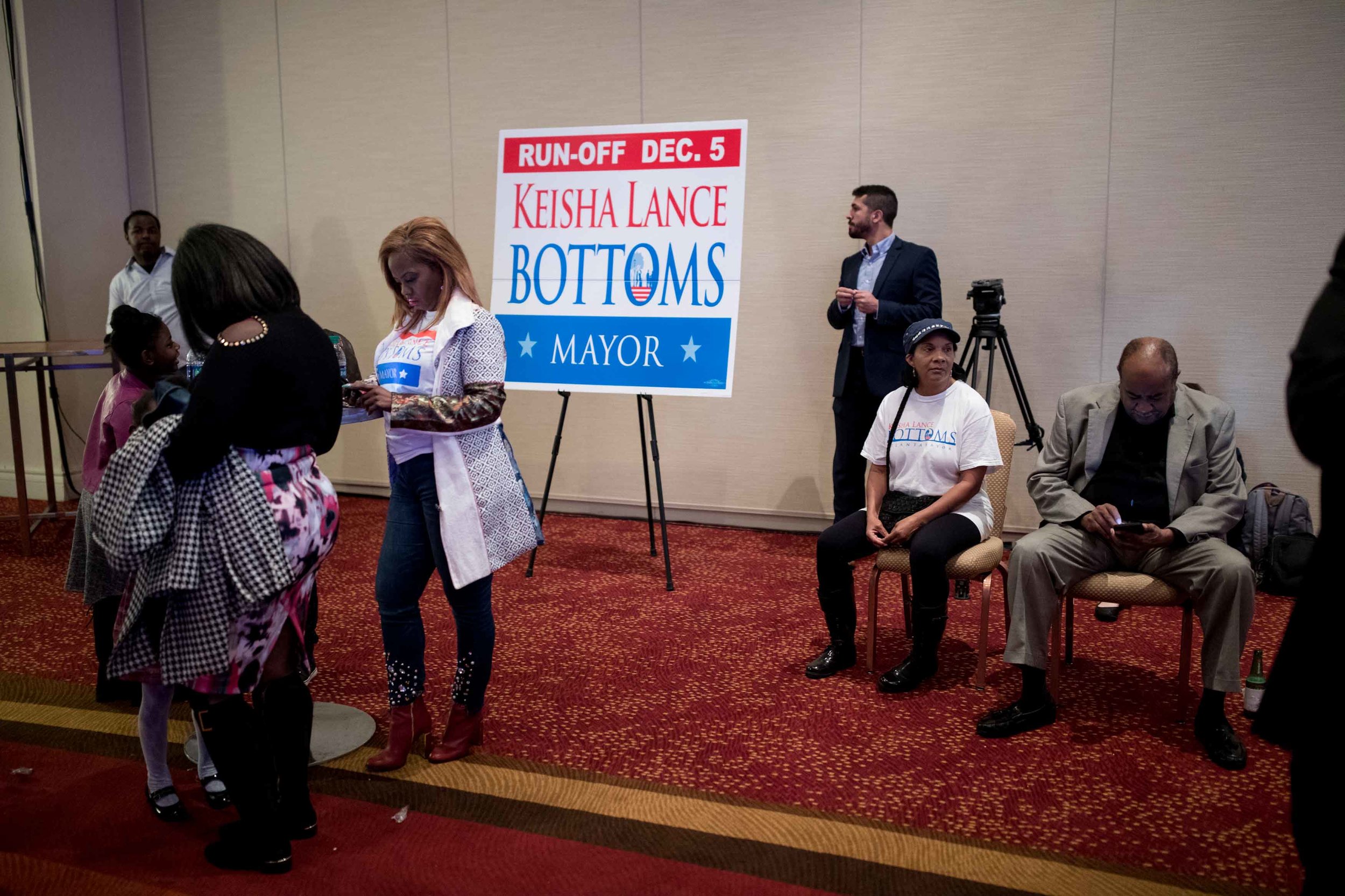 Supporters wait on Keisha Lance Bottoms to arrive for an election party.