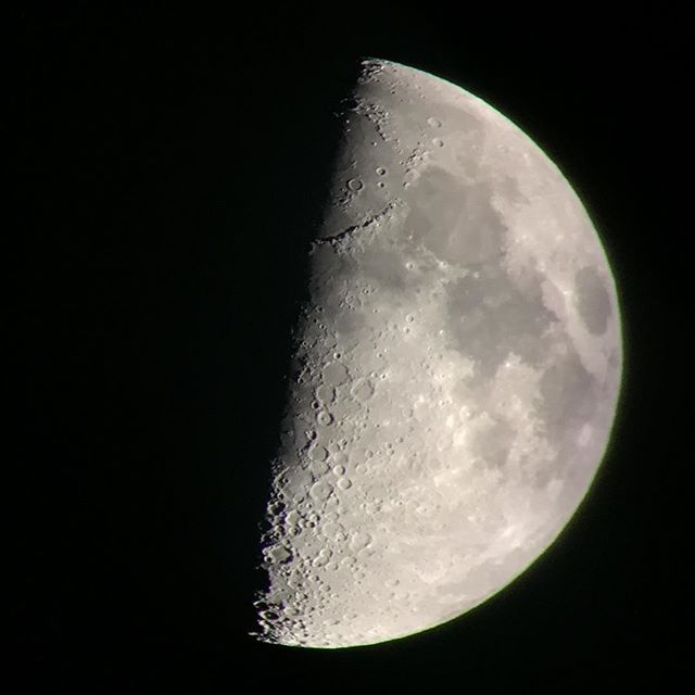 #firstquarter #moon tonight #SanDiego #california taken with #iphone through #vortexviper #scope @vortexoptics