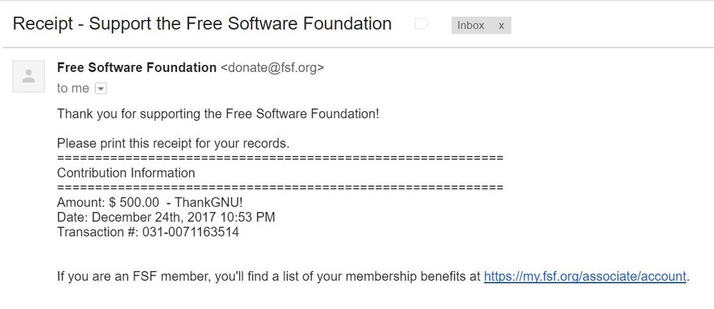 Free Software Foundation 500 dollars.JPG