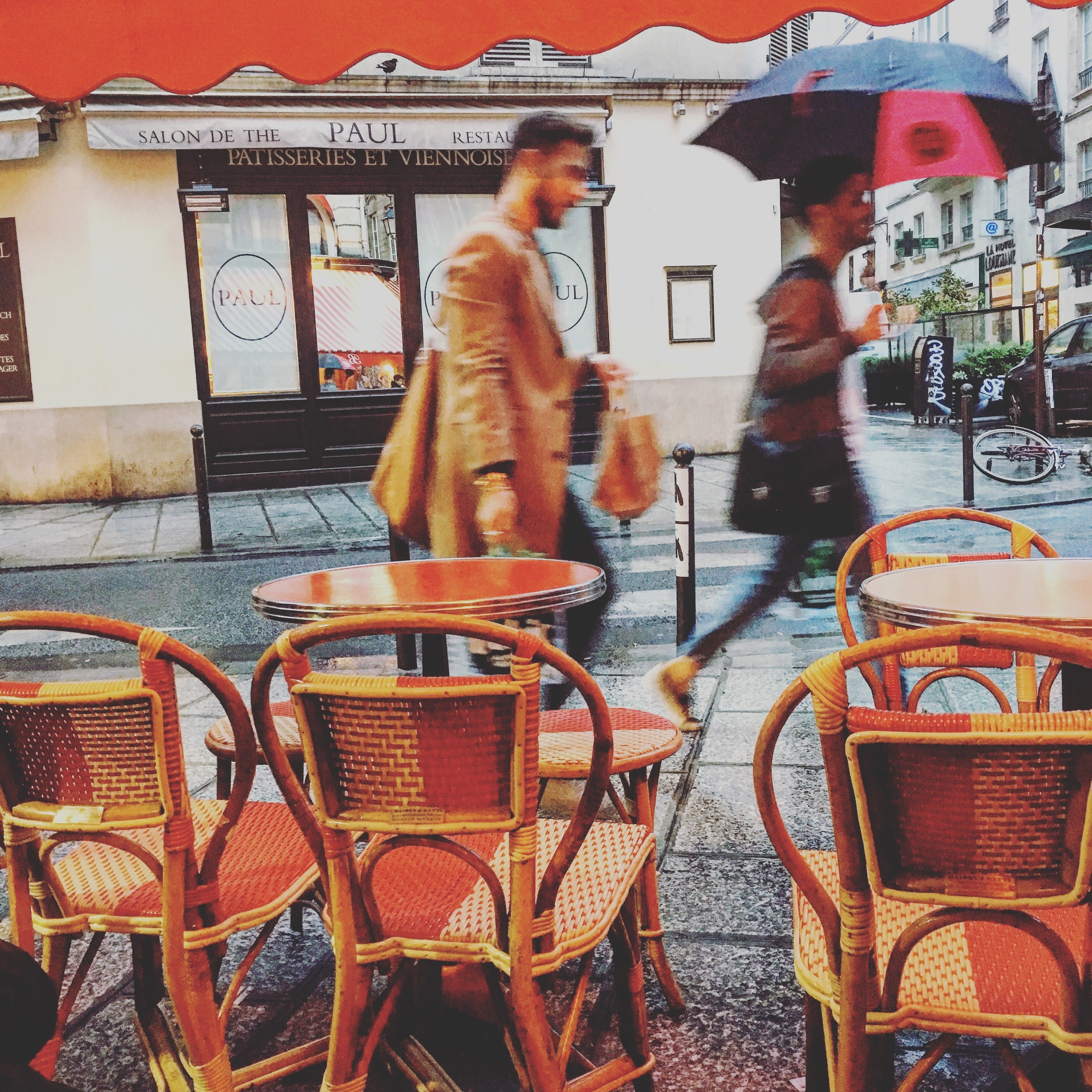 A glass of vin rouge, rain falling, sitting on my Maison J. Gatti ( est. 1920 ) chair. Parfait.