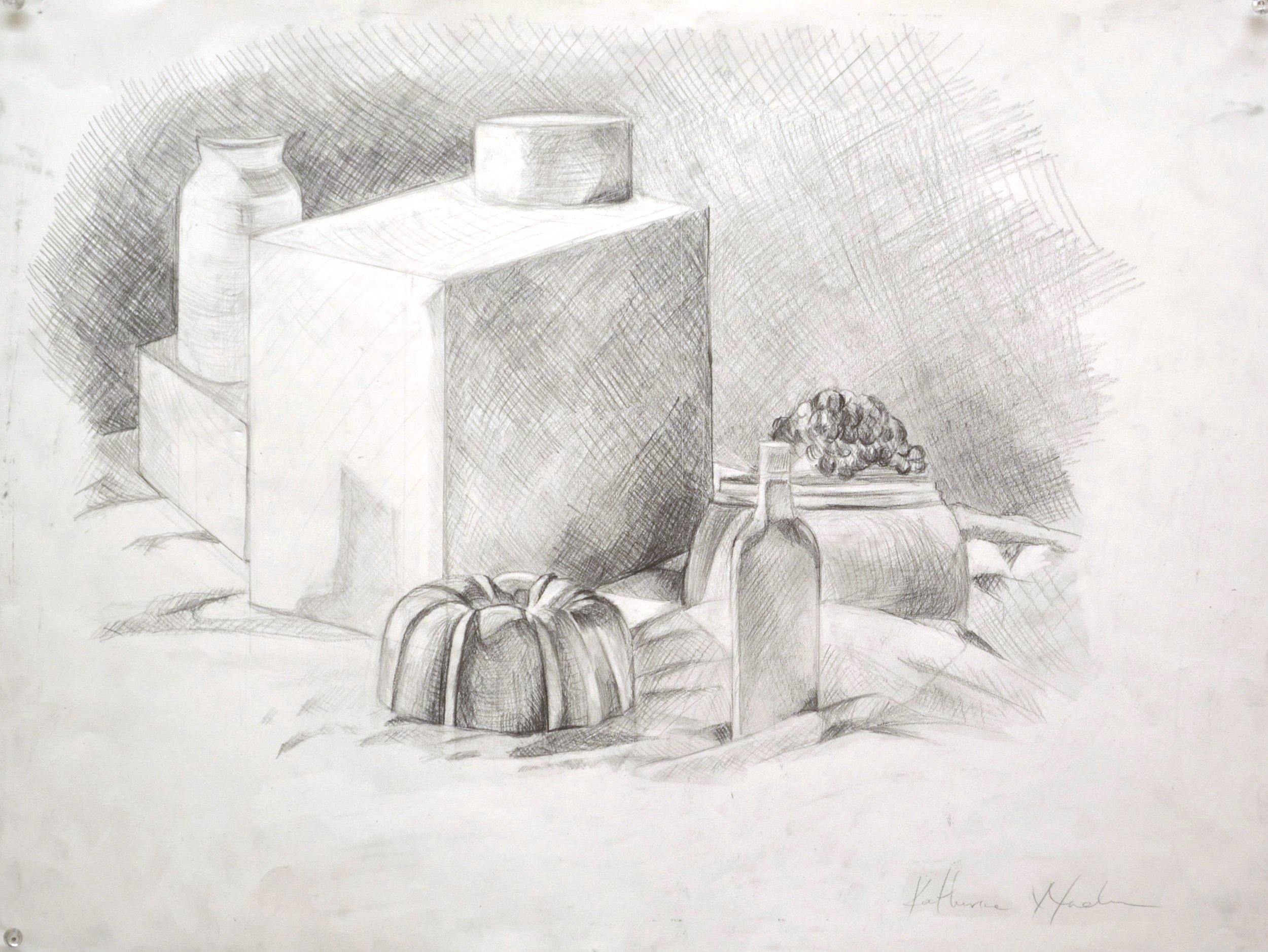 High key drawing - cross-hatching, pencil on paper, Drawing 1, 2016.