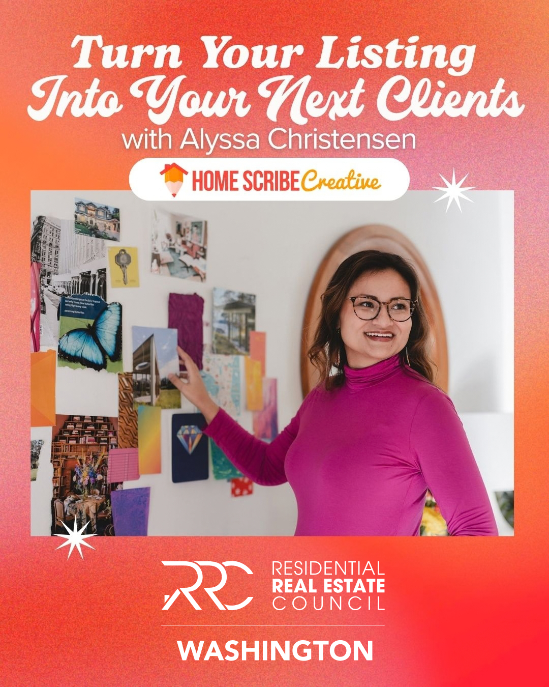 Alyssa Christensen promoting her Turn Your Listing Into Your Next Clients webinar for Washington Residential Real Estate Council - formerly CRS.