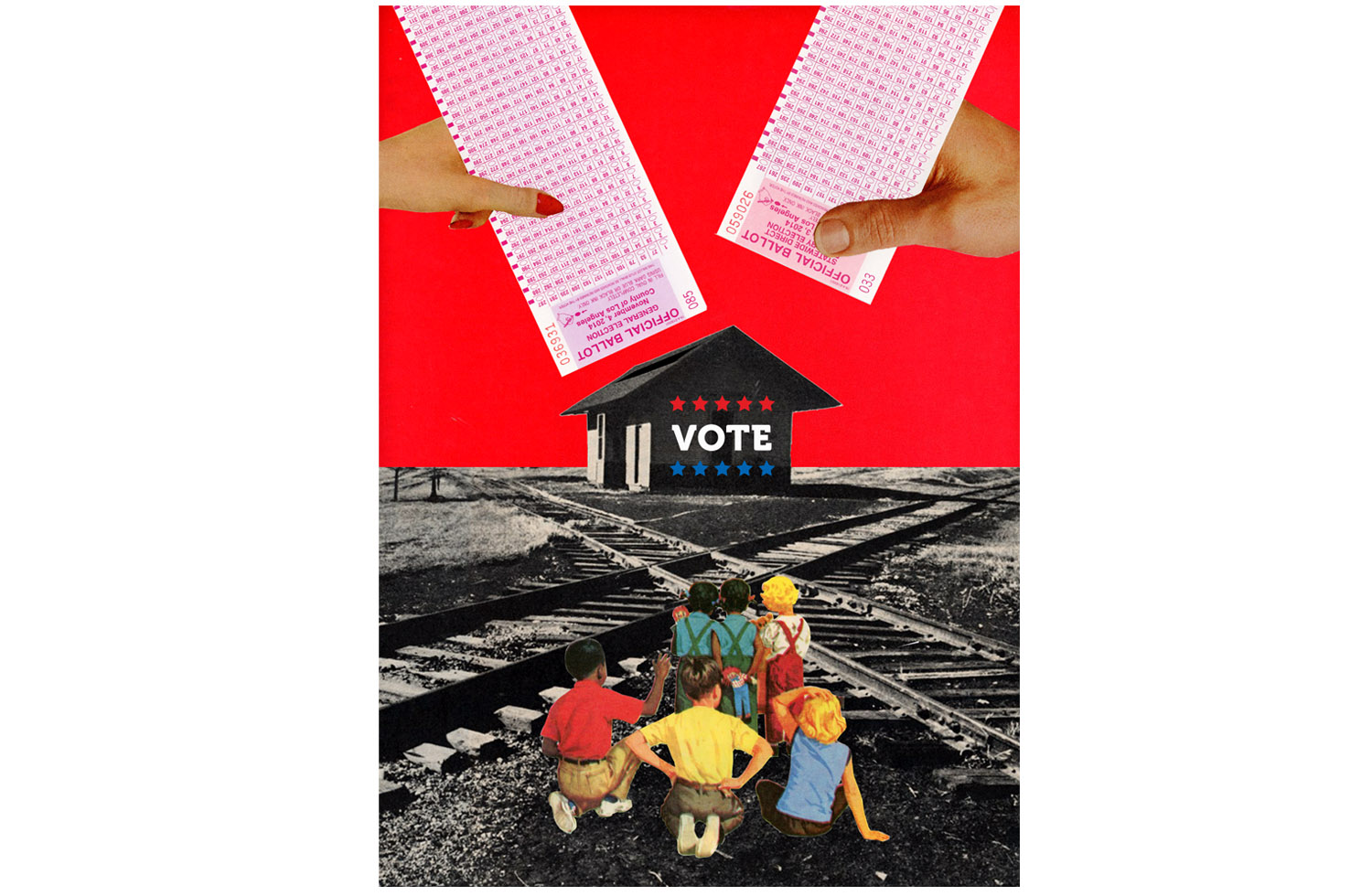 Editorial Illustration about voting and gun violence.