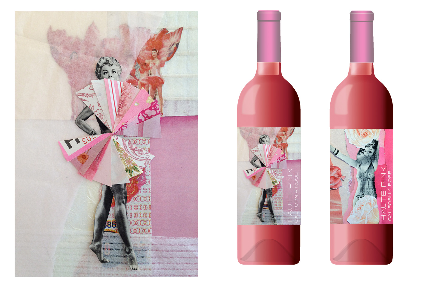  Illustration and design for California Haute Pink Rosé wine label. 