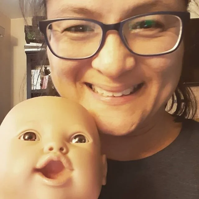 This is my #babywearing helper CeCe! She helps me demonstrate how to use a baby carrier when my own babies got too big or were being uncooperative. We had a Zoom mini consult today with some parents of an 8-week-old baby boy! I miss teaching. I'm off