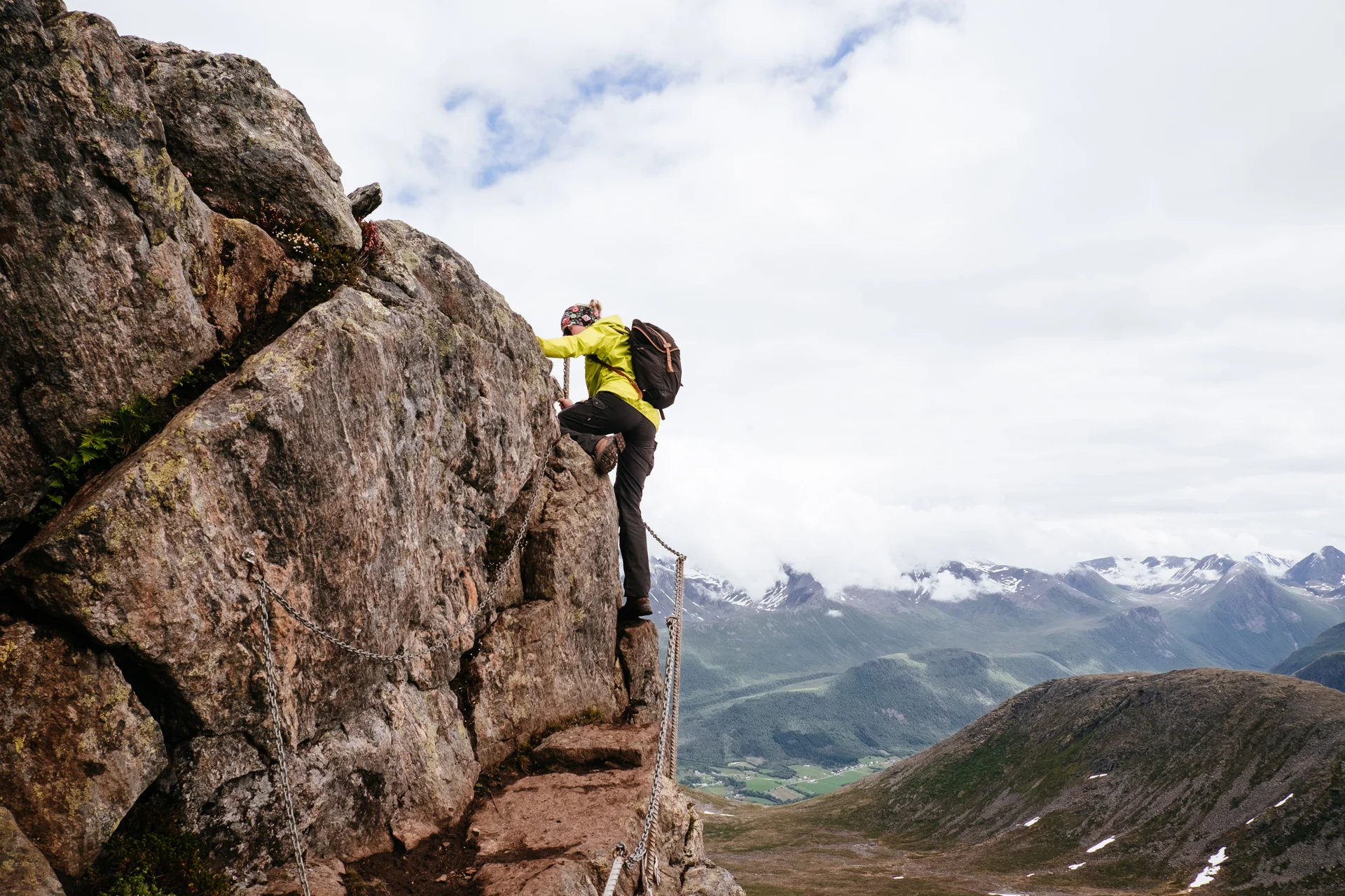 Liisa climbing the steep section of the hike