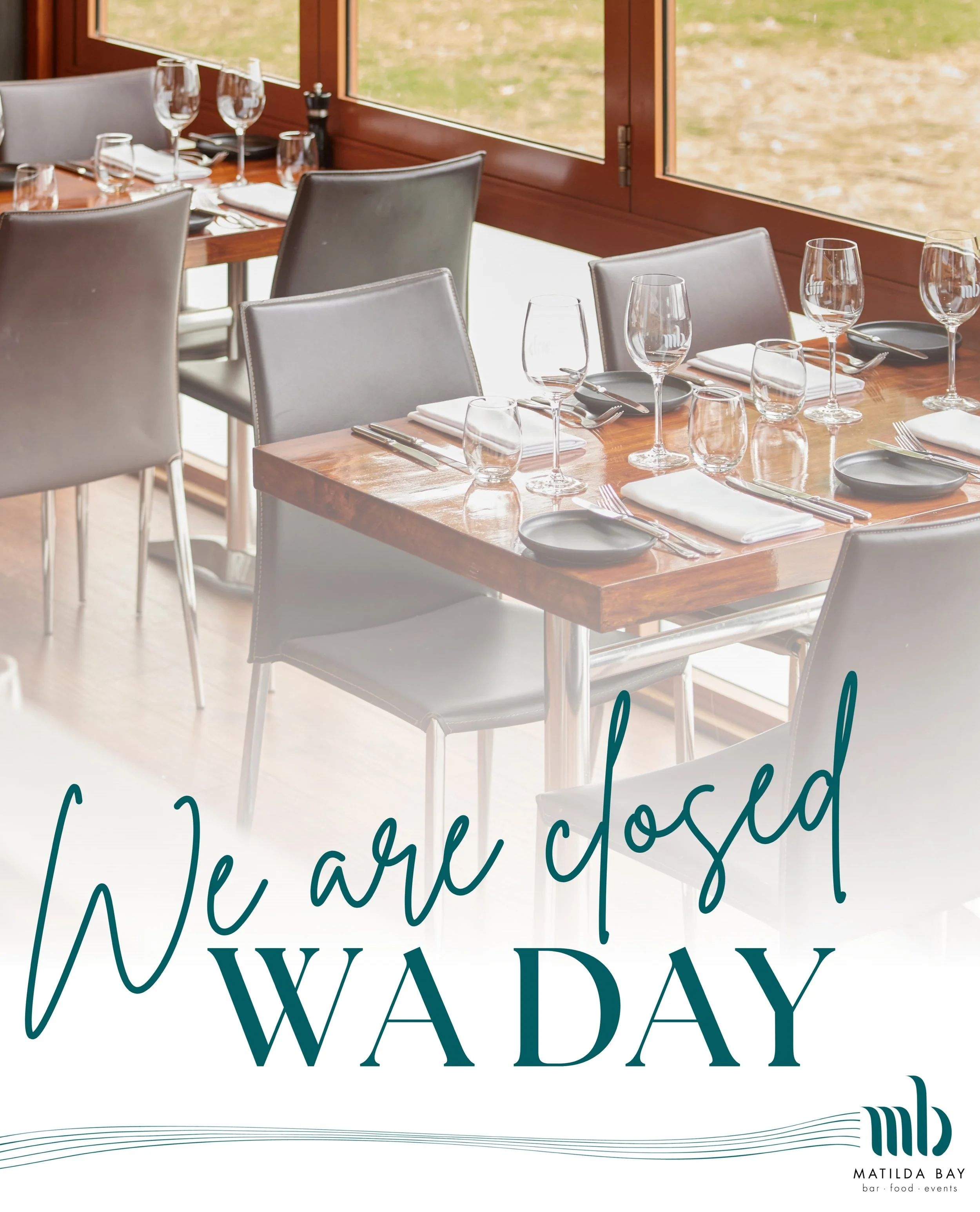 In honour of WA Day, we will be closed this Monday 1st June to give our team a well-deserved day off this long weekend. We look forward to welcoming you back from Tuesday, when the chargrill will be firing and the crayfish will be fresh and ready.

I